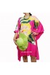 Ladies Beaches Clothes Flower Design Hand Painted Poncho Top Dress Hot Pink Colour 